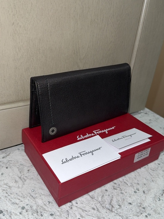 Salvatore Ferragamo Handbags - Salvatore Ferragamo Men/Women Black Leather Bi-Fold Wallet -AUTHENTIC NEW IN BOX